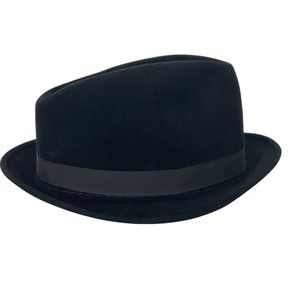 Byron Genuine Fedora Hat Size. 7.25 Vintage Black 